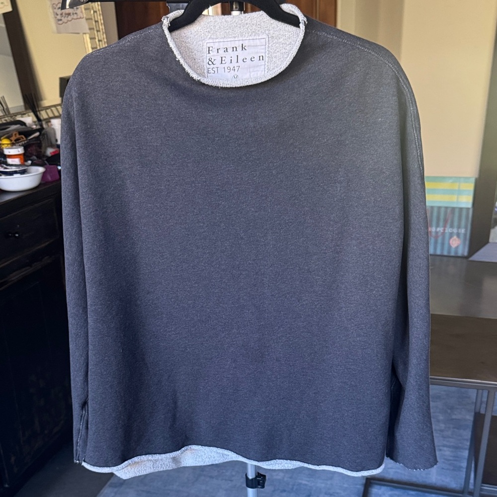 Frank & Eileen Charcoal Funnel Neck Sleeve Shirt